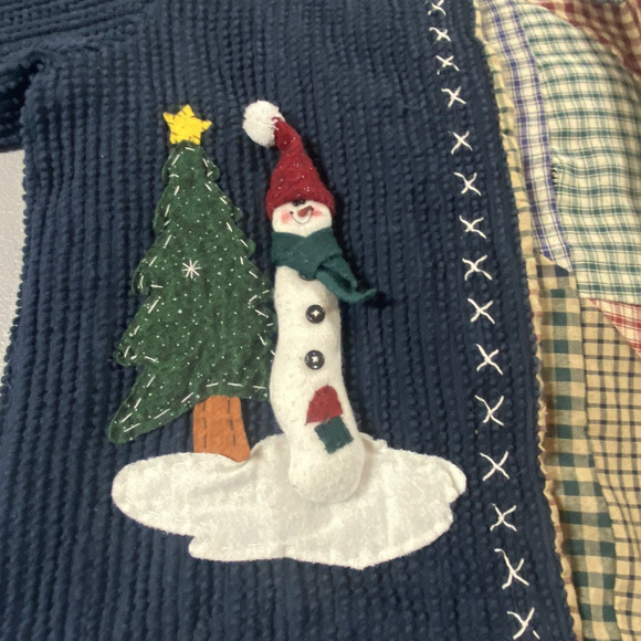 Chenille Jacket Cottagecore Granny Sweater Cardigan Snowman Country christmas - Picture 4 of 16